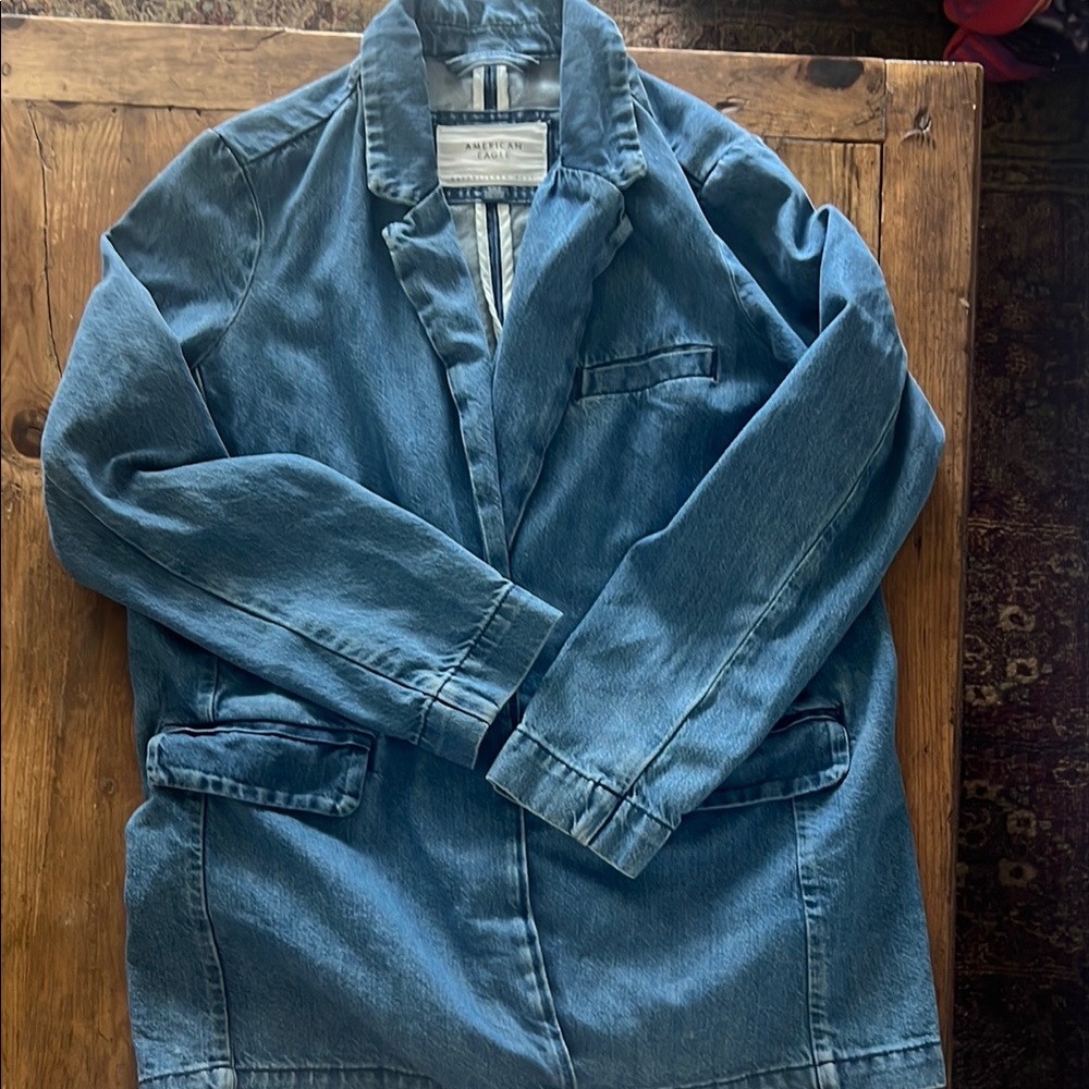 American Eagle M Blue Denim Blazer